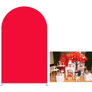 Red Arch Backdrop Cover for Birthday Party Wedding Baby Shower Decorations Chiara Backdrops Arched Wall Covers Frame Stands Display Banner 3.3ft * 6.5ft