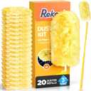 Heavy Duty Duster Refill Kit for Swiffer Duster with 3 ft Extension Pole & 20 Count Refills, 4X Microfibers Multisurface Dusters for Cleaning Home, Celling Fan, Blinds, Vent & Shelves (Yellow)