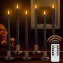 Alphatool 6 Packs Halloween Black LED Flameless Candles with Bases - Flicker Flame, Tall Taper Smokeless Dripless Candles, Decor for Fireplace Diningtable Bar School