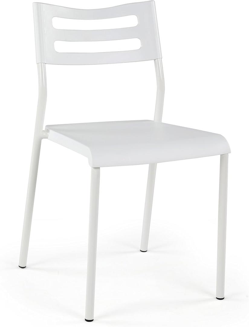 Humble Crew Desk Chair no Wheels, White, 16"W x 19"D x 30"H, 200 lbs Max - Lightweight Plastic Chair for Small Spaces - Premium Stackable Minimalist Chair for Office, Dorm, Bedroom, Dining, and More
