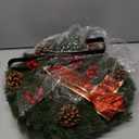 Christmas Wreaths for Front Door with Lights & Timer - 17" 40 LED Pre-Lit Lighted Christmas Wreath Decorations with Metal Hanger, Real Touch Pine Pinecone Xmas Wreath for Windows Indoor Outdoor Wall (Small)