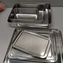 Tioncy 3 Set Stainless Steel Cake Pan with Lid 13/11/9 Inch Rectangle Sheet Baking Pan with Covers Bakeware with Lids for Cakes Breads Casseroles Fish Vegetables and More