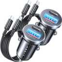 LISEN Super Fast iPhone 16 Car Charger USB C [99% Alloy + Turbo Cables],2 Pack 54W iPhone 15 Type C Car Charger Fast Charging Cigarette Lighter Adapter for iPhone 16e Pro Max Plus/15,Samsung S25 Ultra