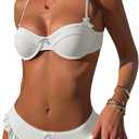 ANRABESS Bikini Sets for Women Two Piece Cheeky Swimsuit String Sexy Ruffle High Cut Triangle Bathing Suit Cute Swimwear 2026 (White, XL)