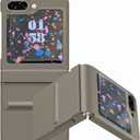 Samsung Galaxy Z Flip 5 Case with Screen Protector & Hinge Protection, Soft Leather Touch Protective Cover, Anti-Scratch Non-Slip Shockproof Case for Z Flip 5 2023, Etoupe Grey