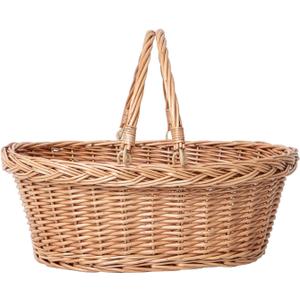 Wicker Picnic Basket with Handle, Natural Large Empty Basket Cheap Easter Egg Candy Storage Suitable for Toys, Flowers, Weddings (Original Color 15.75 * 11.81 * 5.91 inches)