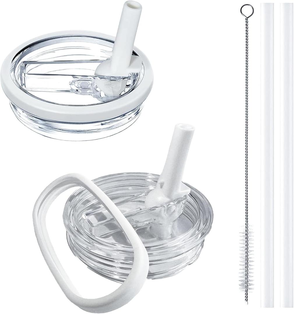 2 Pack Stanley Lid Replacement 40 oz, for Stanley Quencher H2.0 Cup Accessories, Spill-Proof Design, High-End Heat-Resistant Material (Milk White)