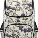 Goth Bat Flowers Backpack with Reflective Strip for Kids Boys Girls Elementary School Bag Removable Chest Strap