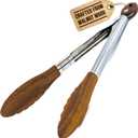 Boxiki Kitchen Wooden Tongs for Cooking - Nonstick Kitchen Salad Tongs for Serving Food, Grilling, Cooking, BBQ and Tossing Salad - Made of Natural Walnut Wood, Size 12-inch