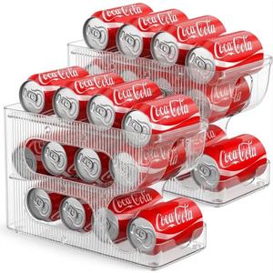Sotfamily FIFO Soda Can Organizer for Pantry/Fridge, Automatic Rolling Pop Can Dispenser/Storage/Holder/Container for Refrigerator or 12" Deep Shelf, Space-Saving Drink Organizer for 24 Standard Cans