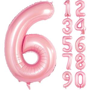 40 Inch Giant Pink Number Balloon, Mylar Foil Helium Pink Balloons for Birthday Party, Number 6 Balloon for Birthday Decorations, Pink 6 Balloon for 6th Birthday Decorations Girls
