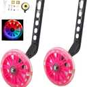 a Pair of Children's Bicycle Riding Flash Silent Training Wheels, Suitable for 12-20 inch Single Speed Bicycles (Pink)