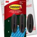 Command Outdoor Large Bronze Hooks, Holds up to 5 lb, 3 Hooks and 4 Command Strips, Damage Free Hanging Wall Hooks for Hanging Christmas Decorations with Weather Resistant Strips