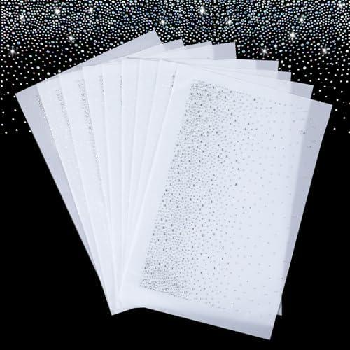 9 Sheets AB Iron on Rhinestone Sheets for Heat Press, Hot Fix Crystals Rhinestones, Flat Round Diamond Patches Glitter Gems Stickers for T-Shirts, Denim, Clothing DIY