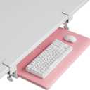 BONTEC KMT01-PJ Under Desk Keyboard Tray, Pull-Out Keyboard & Mouse Platform with C-Clamp, 20 x 11.8 in Space-Saving Ergonomic Slide-Out Drawer, Pink