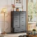 WLIVE Tall Dresser for Bedroom with 10 Drawers, Chest of Drawers, Grey Dresser for Closet, Hallway, Living Room, Entryway, Dark Grey