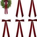Large Burgundy Velvet Bows 6 Pcs Vintage Christmas Tree Topper 28x12 Inch Wreath Bow for Indoor/Outdoor, Heavy Duty Xmas Ornaments (Burgundy, 12 x 28 Inch)