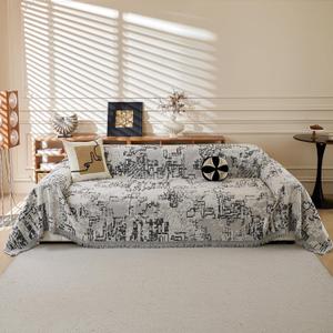 MYSKY HOME Boho Couch Cover Sofa Covers, Couch Covers for 2 Cushion Couch Sofa, Chenille L Shape Sectional Couch Cover- Pet-Friendly, Machine Washable, Sofa Protector for Kid, 71"x118", Dark Grey Maze