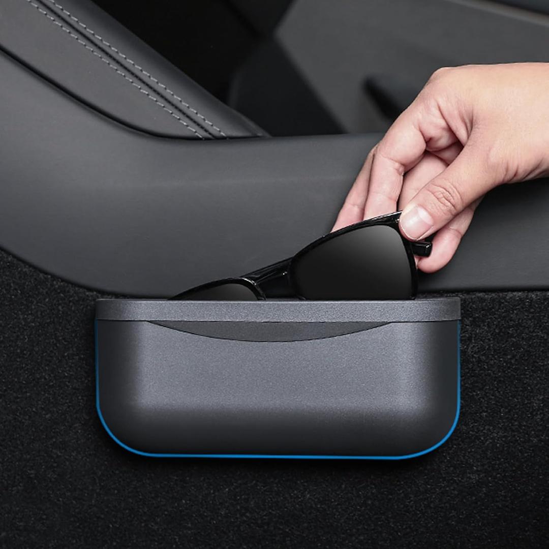 for Tesla Model Y 3 Sunglasses Holder Center Console Organizer Tray Storage Box Key Card Coin Holder Silicone Hook for Flocking Tesla Accessories