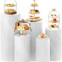 Sedeke 5PC Cylinder Pedestal Stands for Party, White Round Large Cylinder Tables, Pedestal Display Plinth Pillars for Wedding Ceremony Birthday Party Art Decor