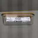 Cheese Container for Refrigerator,Glass cheese slice holder with Wooden Lid,Lunch Deli Meat Containers for Fridge,BPA-Free Shredded Cream Block Sliced,Grated,CheddarCheeses Storage Box Saver keeper 6.8(L) x 6.8(W) x 2.6(H) inches