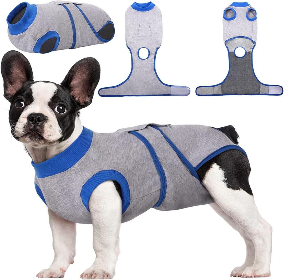 Kuoser Recovery Suit for Dogs Cats After Surgery, Professional Pet Recovery Shirt Dog Abdominal Wounds Bandages, Substitute E-Collar & Cone,Prevent Licking Dog Onesies Pet Surgery Recovery Suit (Medium (Back:13.4-16.1'', Weight:14-25 LB))