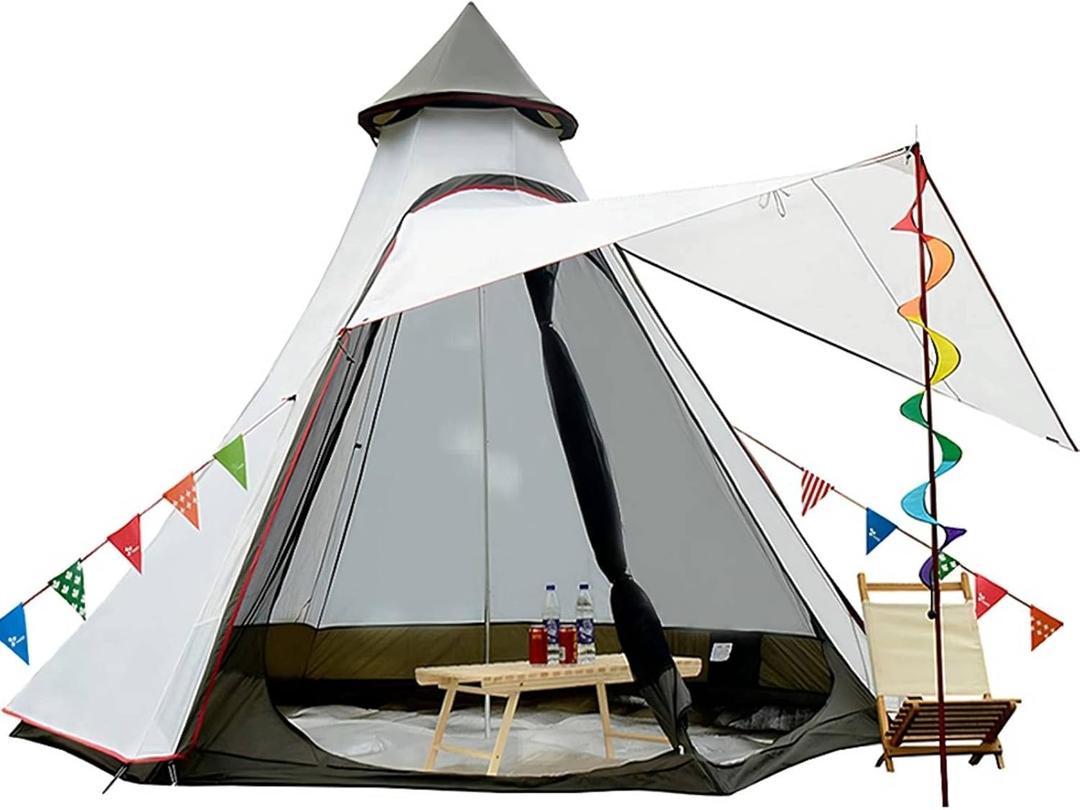 12'x10'x8'Dome Camping Tent 5-6 Person 4 Season Double Layers Waterproof Anti-UV Windproof Tents Family Outdoor Camping Tent (white)
