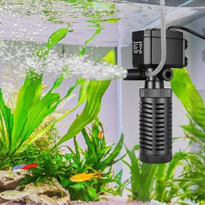 hygger 5-10 Gallon Little Submersible Aquarium Filter in-Tank Filtration with Aeration for Saltwater and Freshwater Fish Tank Internal Filters 105 GPH