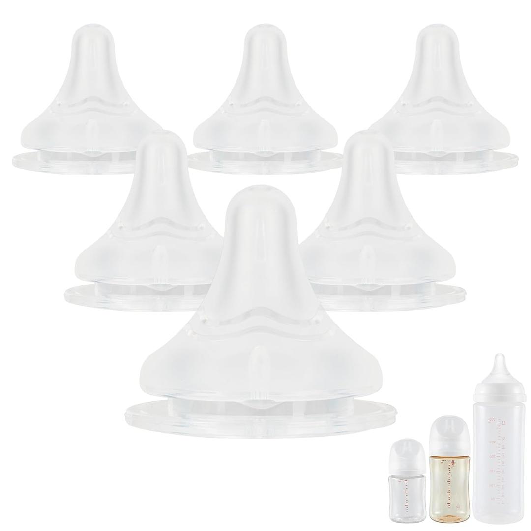 Silicone Nipple for Pigeon Bottle,Size M,Medium Flow Baby Bottle Nipples,3m+ 6 Count