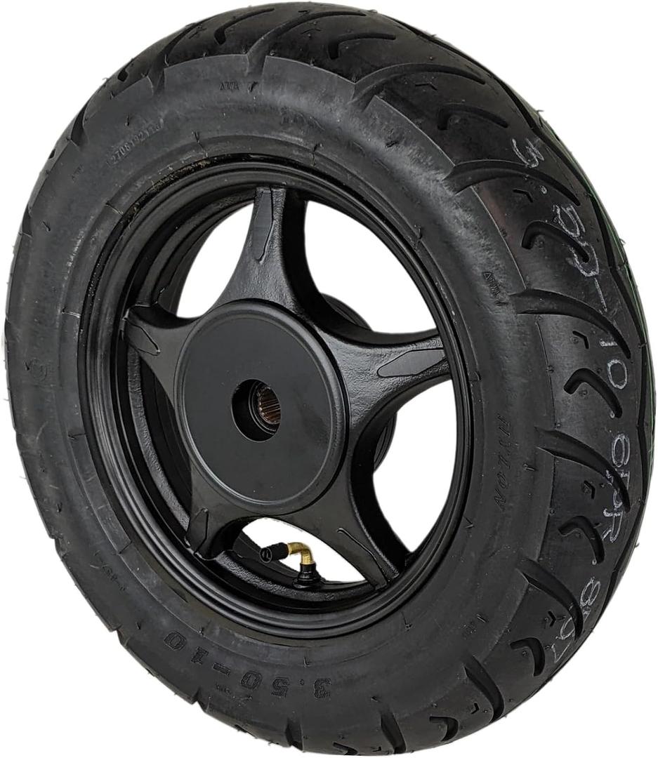 RedCap 10" Inch Rear Wheel & 3.5-10 Tire Assembly for 50cc Scooter Moped with Drum Brake GY6 QMB139 Sunny TaoTao Vitacci Amigo Milano Beemer 50 Yongfuo YN50QT-8 (Black), 3.50-10