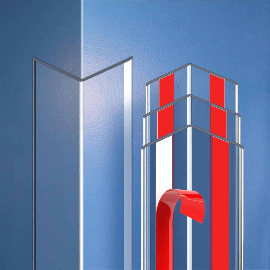 Clear Self-Adhesive Wall Corner Protectors-4 PCS of Corner Guards & Edge Protector for Baby, Furniture, Door, Tables, Cover Sharp Furniture, Easy to Install (3cmx80cm/1.18inx31.5in)