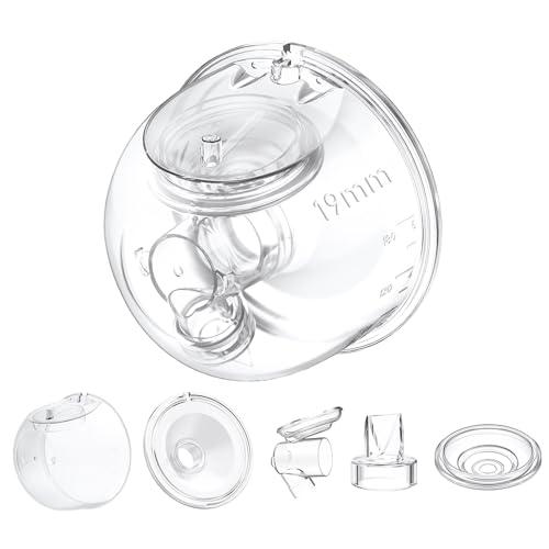 One Full Set Milk Collector Cup 19mm Only Compatible with Momcozy S12 Pro/S9 Pro Breast Pump NOT for S9/S12, S12 Pro/S9 Pro Wearable Breast Pump Replacement Parts with 19mm Flange