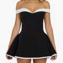 Women's Off Shoulder Mini Dress Slimming Summer Sleeveless Sexy Corset Short Party Bodycon Y2K Dresses S