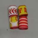 AnyDesign Softball Wired Edge Ribbon Red Yellow Baseball Ribbon Sports Ball Fabric Ribbon for Wreath Bow Making DIY Crafts Wrapping, 4 Rolls, 24 Yard