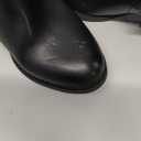 SHIBEVER Women's Ankle Boots Heel: Black Chunky Block Heels Slip On Almond Toe Boots Side Zip Leather Booties, 7.5