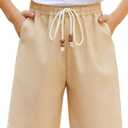 Arshiner Boys Cotton Linen Shorts Summer Beach Shorts Elastic Waist Drawstring Short with Pockets Size 6-18 Khaki