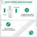 24-Inch Spring End Wall-Mounted Towel Bar, Adjustable Sturdy Plastic Towel Holder for Bathroom Kitchen Towel Storage White