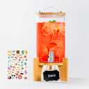 1.2 Gallon Large Glass Drink Dispenser For Parties, Beverage Dispenser with Bamboo Wood Stand and Stainless Steel Spigot, Juice, Lemonade, Water jug dispenser, Laundry Detergent Dispenser (1 PACK)