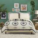 Soleil 3-Piece Quilt Set by Jungalow - Lightweight Coverlet Set, Quilted Bedding Set with Shams, All Seasons, Full Queen Size, Black/Cream