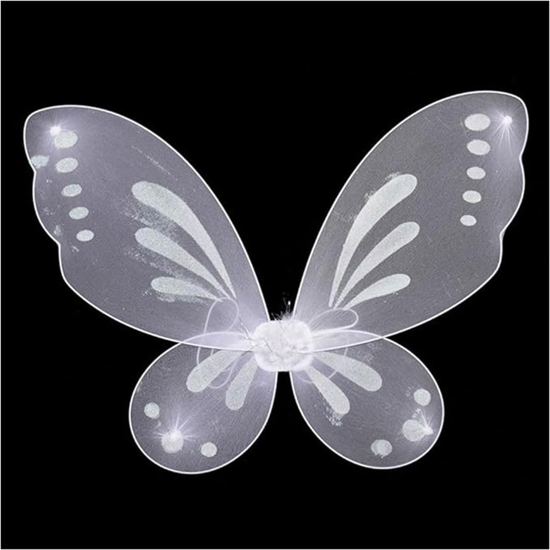 Dushi Fairy Wings Custume Princess Wings Glitter Dress Up Pretend Play Accessory for Halloween &Birthday Party (22."4W x 18.5" L) White