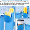 8 Pack Pool Cup Holders Poolside Cup Holder for Above Ground Pools Only Fits 2 Inch Or Less Round Top Bar Strong and Durable Easy to Clip on Pool