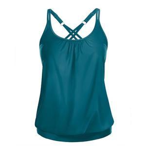 Yonique Blouson Tankini Tops for Women Swimwear Top Only Modest Tankini Tops Loose Fit Swim Tops No Bottom Teal, XL