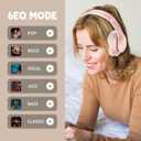 Wireless Bluetooth Headphones Over Ear 65H Playtime HiFi Stereo Headset with Microphone and 6EQ Modes Foldable Bluetooth V6.0 Headphones for Travel Smartphone Computer Laptop Rose Gold
