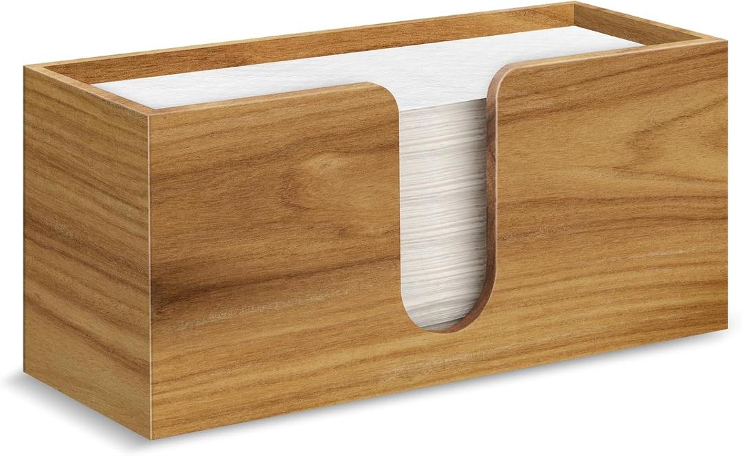 Acacia Wood Paper Towel Dispenser Countertop, Paper Towel Holder for Bathroom Kitchen Napkin Holder Folded Paper Towel Dispenser Fits Multifold, C-Fold, Z-Fold, Trifold - Home Kitchen Bathroom