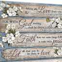 Inspirational Bible Verse Canvas Wall Art Christian Rustic Flowers Painting Picture Wall Decor Poster Print Artwork for Office Living Room Bathroom Bedroom Home Decoration (24"L x 16"W)