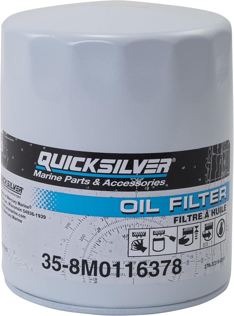 Quicksilver 8M0116378 Oil Filter for MerCruiser Sterndrive and Inboard Engines by Ford Motor Company
