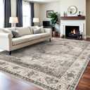 YOUFORTONG 10x12 Area Rug WashableLarge Living Room Area Rugs - Machine Washable Stain Resistant Rug - Soft Low Pile Carpet for Bedroom Dining Room 10'x12' Beige
