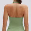 SUUKSESS Halter Workout Top for Women Backless Tank with Adjustable Strap (Green, S)