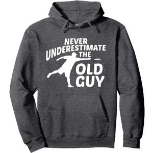 Never Underestimate The Old Guy Funny Disc Golf Designs Pullover Hoodie Large