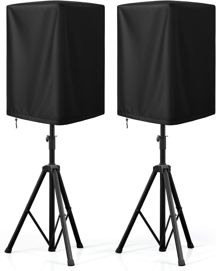 15 Inch Outdoor Speaker Cover Bags, 2 Pack PA/DJ Speaker Covers for Powered Speakers Mounted on Stand Oxford Fabric Waterproof UV Protection Dustproof Speakers Protective Covers (Black)